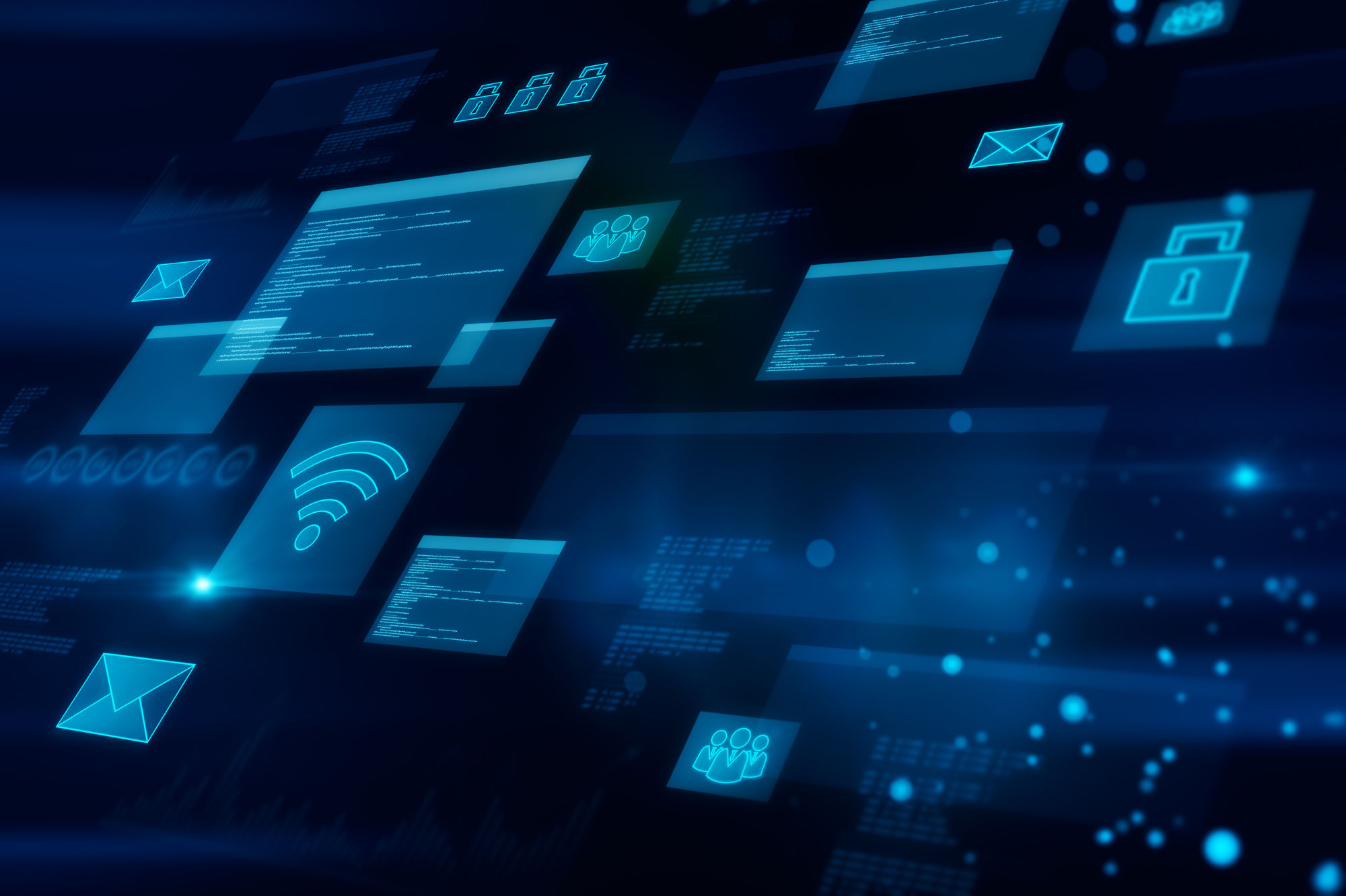 Abstract glowing digital transformation hologram