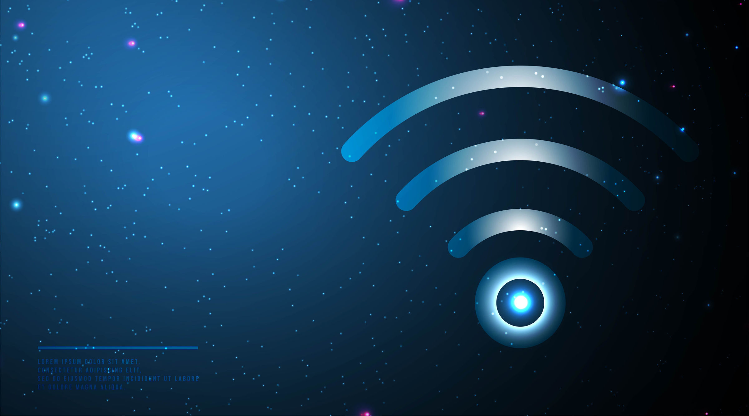 Wireless network symbol against abstract blue background